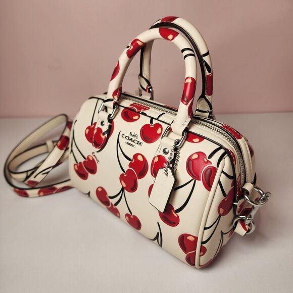 NWT Coach CY745 Mini Rowan Crossbody Bag Cherry Print Red Chalk - Picture 2 of 6